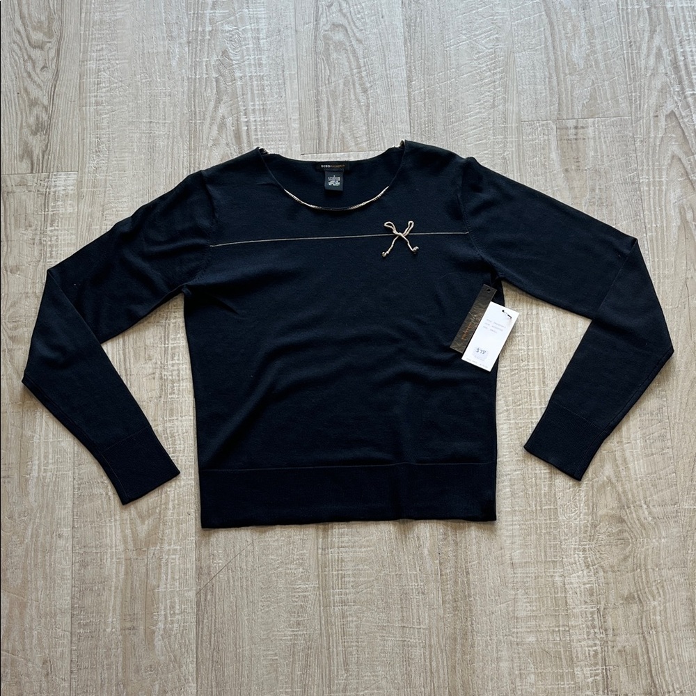 BCBGMaxAzria Black Sweater with tan Detailing